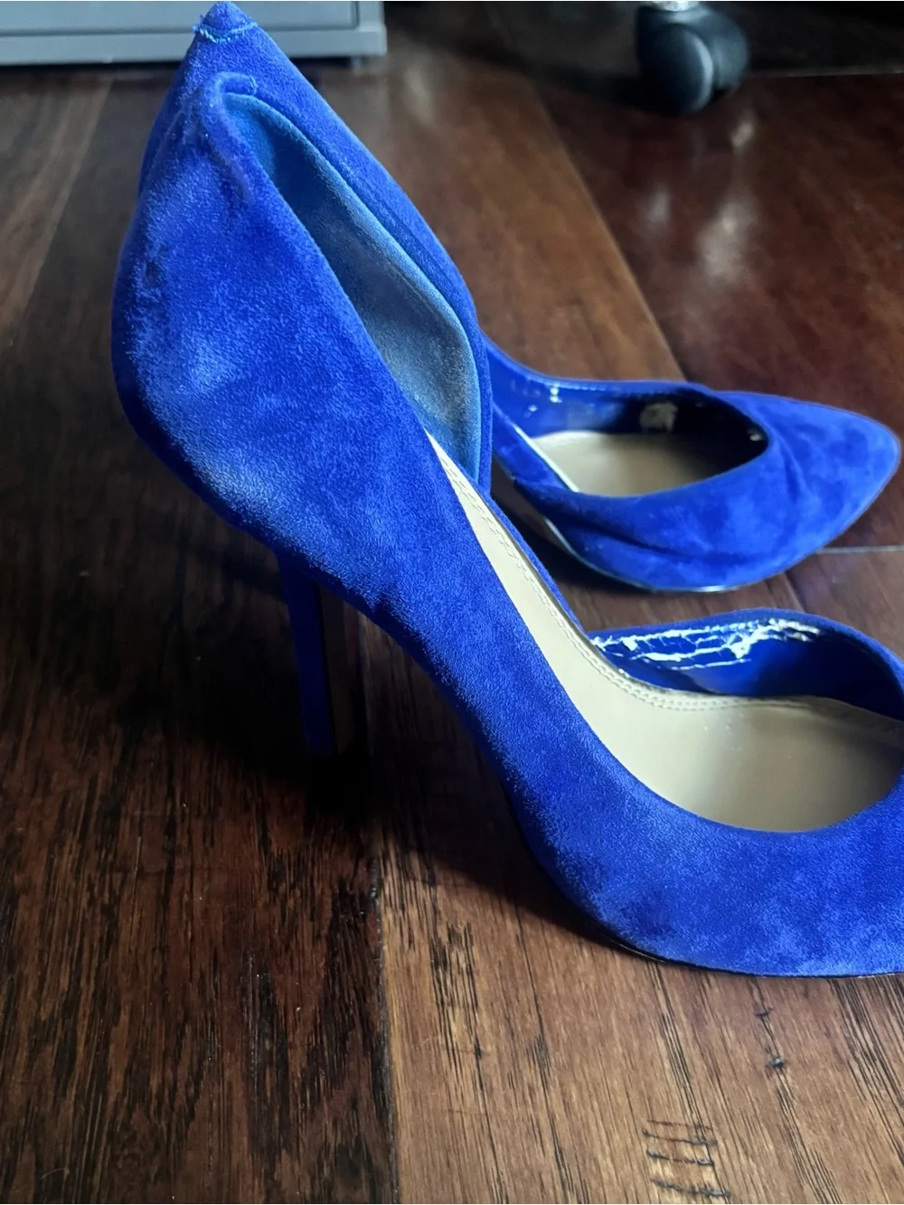 BCBG Royal Blue Suede Pointed-Toe D'Orsay Heels